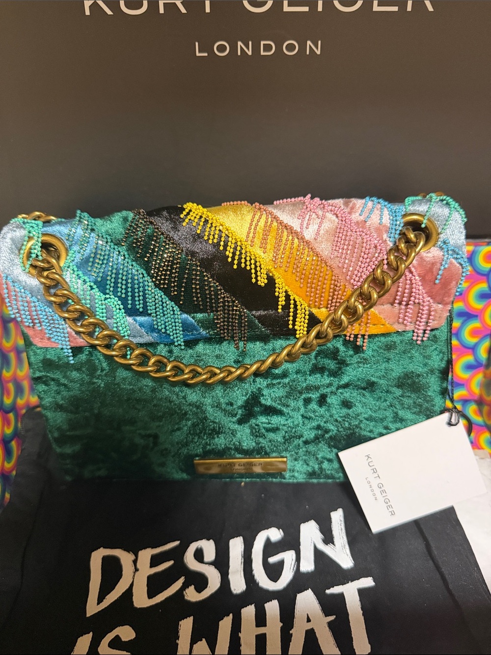 Kurt Geiger Multicolor Beaded Fringe crossbody (box included) - Picture 3 of 9